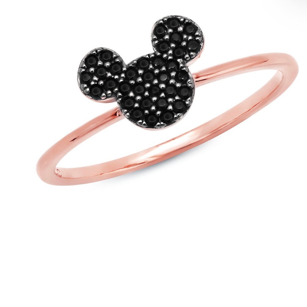 Mickey Mouse Black Pave Icon Ring by CRISLU - Rose Gold